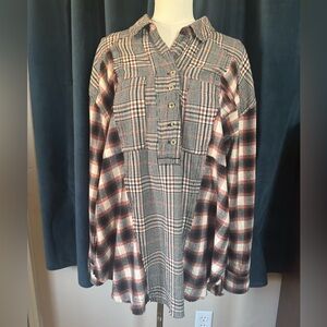 We The Free Multicolor Plaid Button-Down Shirt Free People Cotton Oversized M